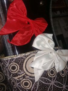 Red & White Bow Hair Clips