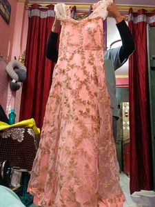 Elegant Peach Embroidered Gown