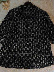 Black And Cream Womens Short Kurti
