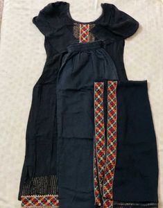 Embroidered Black Kurta