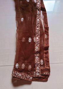 Coffee Colour Net Lahenga