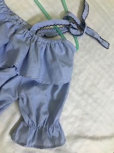 Blue Striped Off shoulder Mini Dress Bust 32-34