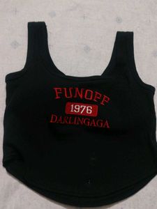 Black Graphic Padded Tank Top