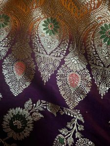 Wine &amp; Orange Banarasi Saree