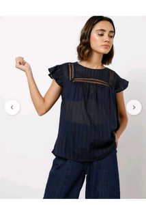 Marks &amp; Spencer Navy Blue Net Top -Everyday Wear