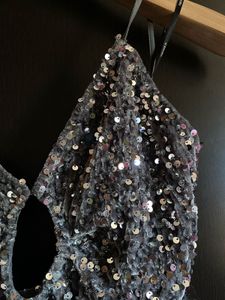 Forever 21 Grey-Blue Velvet Sequin Dress