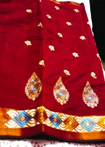 Elegant Maroon silk Embroidered Saree