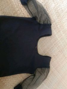 Black Top with Mesh Sleeves