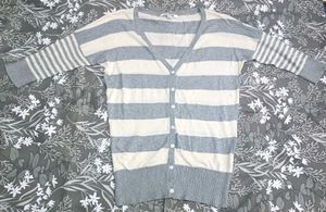 Forever21 Grey And White Spring Cardigan