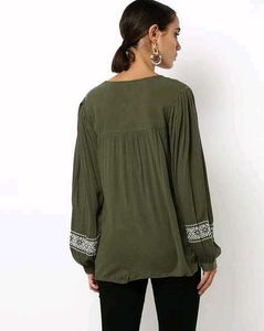 Marks &amp; Spencer Women Olive Green Solid Top