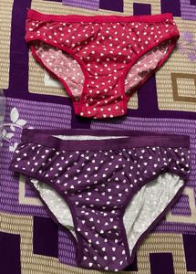 Cute Heart Print Panties - Set of 2