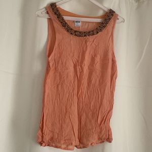Peach Beaded Tank Top
