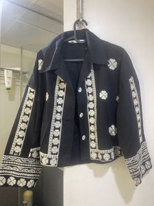Zara Embroidered Cropped Jacket