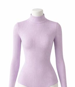 Lilac Ribbed Turtleneck Bodysuit
