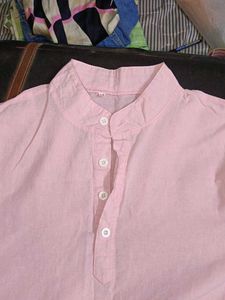 Pink Mandarin Collar Shirt