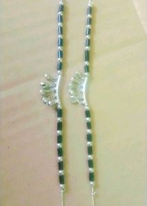 Silver Anklets with Black Beads