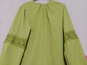 Green Lace Sleeve Top