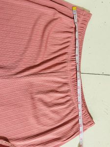 Pink Ribbed Knit Palazzo Pants