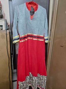 Elegant Red & Grey Kurta