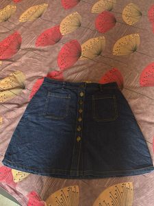 Denim Button-Front Mini Skirt