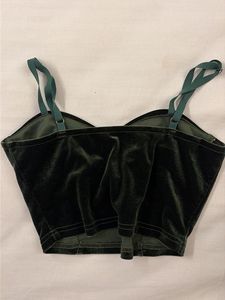 Velvet Green Crop Top| Urbanic