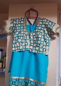 Sky Blue Color Soft Saree With Blouse