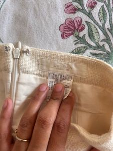 Tweed Cream Lace Korean Skirt