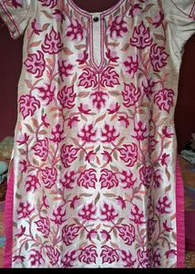 Pink Kashmiri Work Kurti