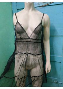 Black Mesh Layered Dress