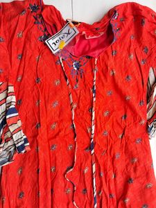 Red Embroidered Kurta