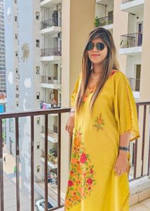 Kashmiri Embroidered Yellow Kaftan