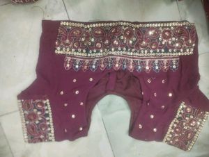 Maroon &amp; Green Embellished Saree