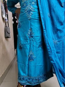 Blue Embroidered Kurta Set