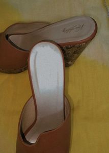 Tan Heeled Mules