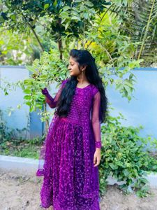 Elegant Purple Anarkali Dress