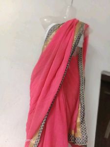 Pink Saree with Border