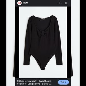 H&amp;M Bow🎀sweetheart Neckline Ribbed Jerseybodysuit