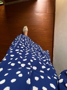 Tie Neck Tiered Blue polka DOT Midi dress