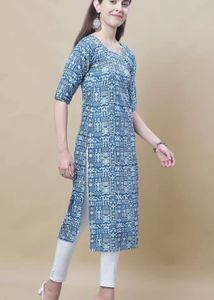 Indigo Blue Handblock Printed Straight Kurti