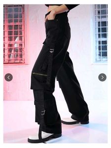 Trendy Black Cargo Jeans - High Rise Straight Fit