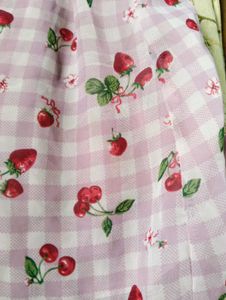 Girls Lavender Lolita Cherry Checkered Dress