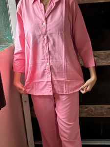 Pink Button-Down Shirt and pant