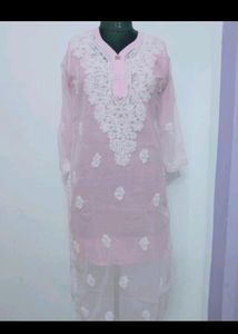 Pink Chikankari Kurti With Inner