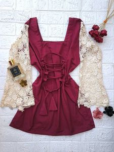 Corset Back Lace Sleeves Kurti 🫶🏻🎀