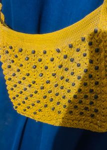 Handmade Crochet Beaded Shoulder Bag