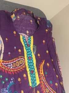 2 Floral Cotton 3/4th Sleeves Colared Kurti