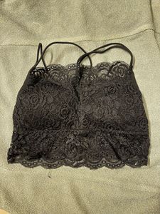 Black Lacy Criss Cross Back Bralette Padded