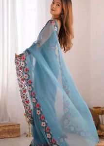 Pastel Multi-Thread Saree (Sky Blue)