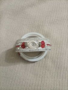 White &amp; Red Stone Bangles