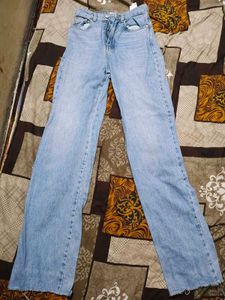 Straight Leg Light Wash Blue Jeans